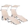 Adjustable Outdoor Recliner Chair with Canopy Shade