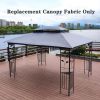 13x10 Ft Patio Double Roof Gazebo Replacement Canopy Top Fabric, Gray