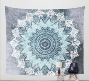 Indian Mandala Tapestry Green Blue Flower Beautiful Wall Art Tapestry 210x150cm Bedspread Beach Towel Yoga Blanket Table Cloth (Option: F-150x130cm thick)