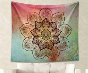 Indian Mandala Tapestry Green Blue Flower Beautiful Wall Art Tapestry 210x150cm Bedspread Beach Towel Yoga Blanket Table Cloth (Option: D-148x210)