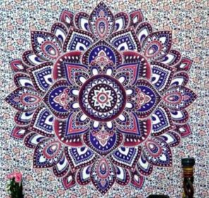 Indian Mandala Tapestry Green Blue Flower Beautiful Wall Art Tapestry 210x150cm Bedspread Beach Towel Yoga Blanket Table Cloth (Option: C-150x230cm thick)