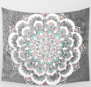 Indian Mandala Tapestry Green Blue Flower Beautiful Wall Art Tapestry 210x150cm Bedspread Beach Towel Yoga Blanket Table Cloth (Option: G-150x100cm thick)