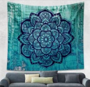 Indian Mandala Tapestry Green Blue Flower Beautiful Wall Art Tapestry 210x150cm Bedspread Beach Towel Yoga Blanket Table Cloth (Option: A-150x230cm thick)