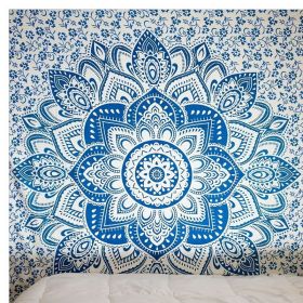 Indian Mandala Tapestry Green Blue Flower Beautiful Wall Art Tapestry 210x150cm Bedspread Beach Towel Yoga Blanket Table Cloth (Option: H-150x230cm thick)