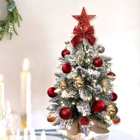 2ft Mini Christmas Tree With Light Artificial Small Tabletop Christmas Decoration With Flocked Snow, Exquisite Decor & Xmas Ornaments For Table Top Fo (Color: Red)