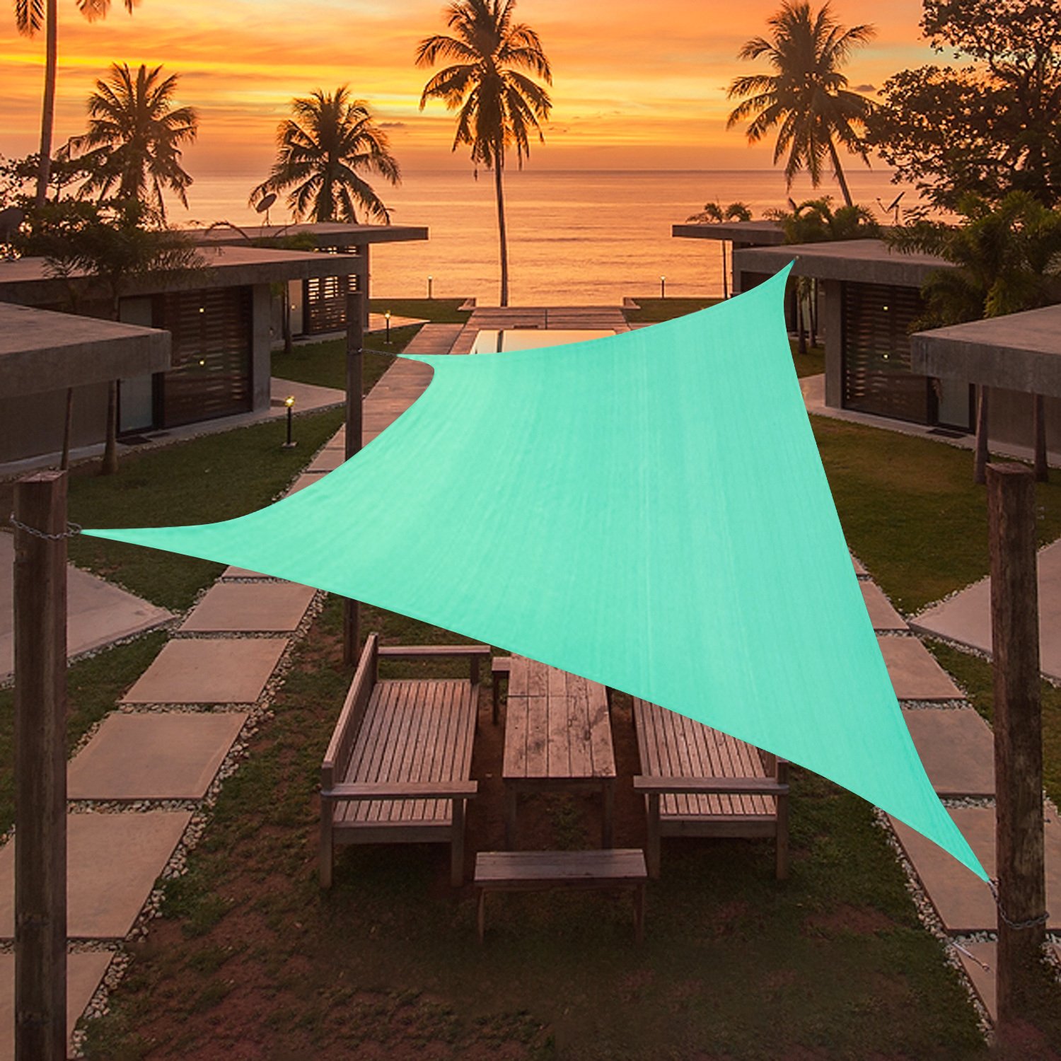 Artpuch Custom Size Turquoise Sun Shade Sail Triangle Canopy 185 GSM Durable Fabric UV Block Awning for Outdoor Patio Garden Backyard (Customized Avai Artpuch Custom Size Turquoise Sun Shade Sail Triangle Canopy 185 GSM Durable Fabric UV Block Awning for Outdoor Patio Garden Backyard (Customized Avai