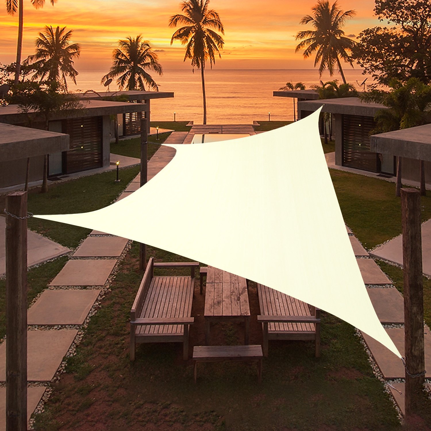 Artpuch Custom Size Cream Sun Shade Sail Triangle Canopy 185 GSM Durable Fabric UV Block Awning for Outdoor Patio Garden Backyard (Customized Availabl Artpuch Custom Size Cream Sun Shade Sail Triangle Canopy 185 GSM Durable Fabric UV Block Awning for Outdoor Patio Garden Backyard (Customized Availabl