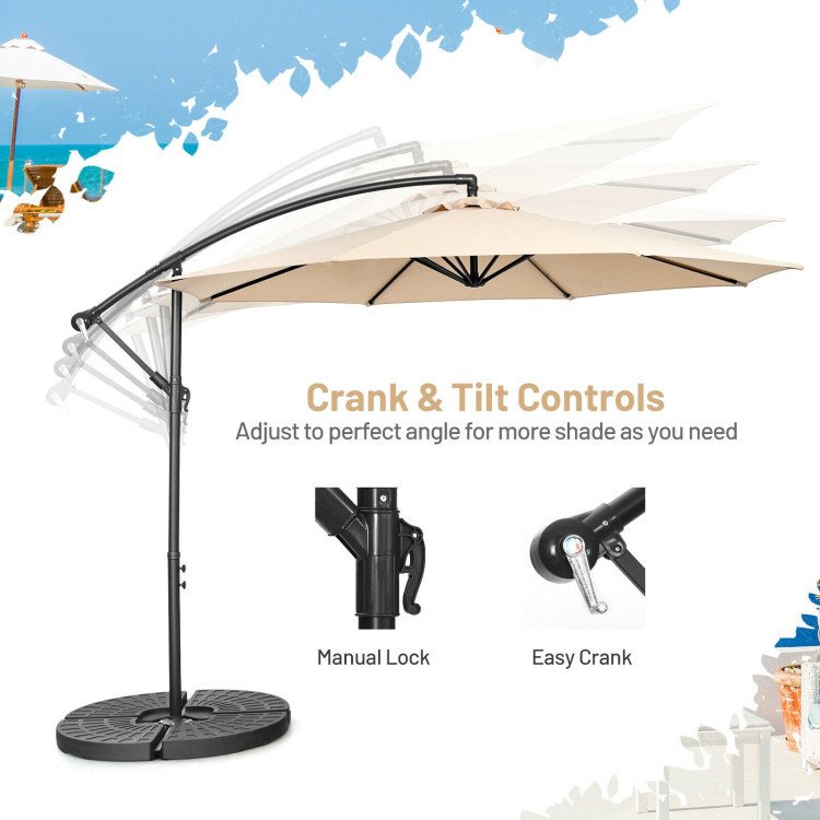 10 Feet Offset Umbrella with 8 Ribs Cantilever and Cross Base 10 Feet Offset Umbrella with 8 Ribs Cantilever and Cross Base