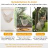 Hammock Chair Hanging Rope Seat Swing w/ Wooden Stick 220lbs Load for Patio Yard Porch Outdoor Bedroom Indoor