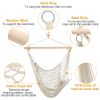 Hammock Chair Hanging Rope Seat Swing w/ Wooden Stick 220lbs Load for Patio Yard Porch Outdoor Bedroom Indoor